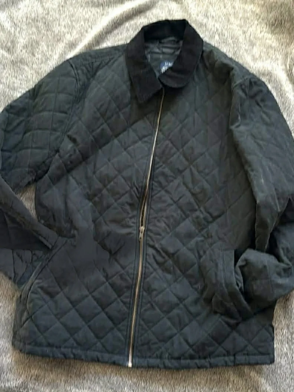 J. Crew Black Quilted Corduroy-Collar‎ Barn Jacket Equestrian